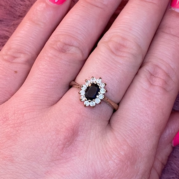 Jewelry - Vintage 1990s sapphire and CZ ring, size 9